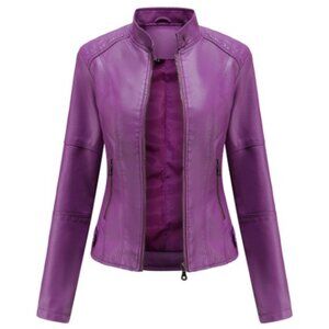 Women's Faux Leather Jacket in Violet. Purple Moto Jacket. NWT. XL.Express.Biker
